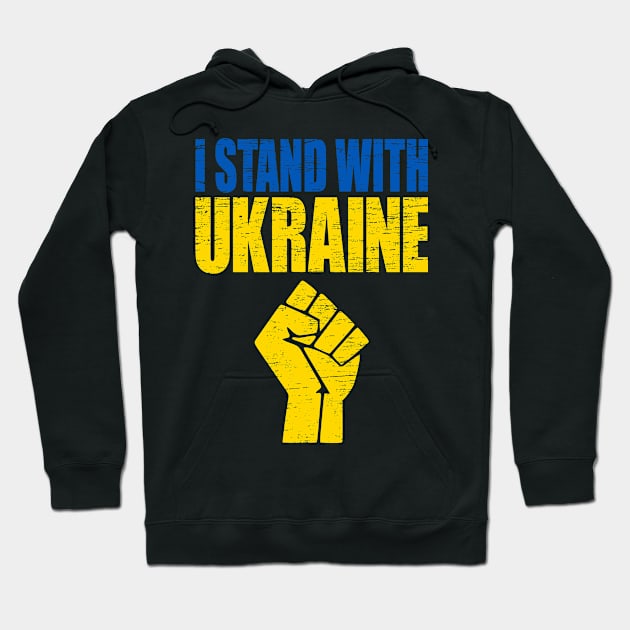 I Stand With Ukraine Fist Support Ukrainian Patriotic Flag Hoodie by beardline